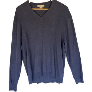 Daniel Cremieux Mens Supima Lightweight Knit V-Neck Sweater Size L Preppy Casual